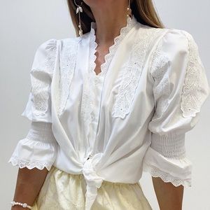 Vita Grace Nina Scalloped Broderie Anglais Blouse